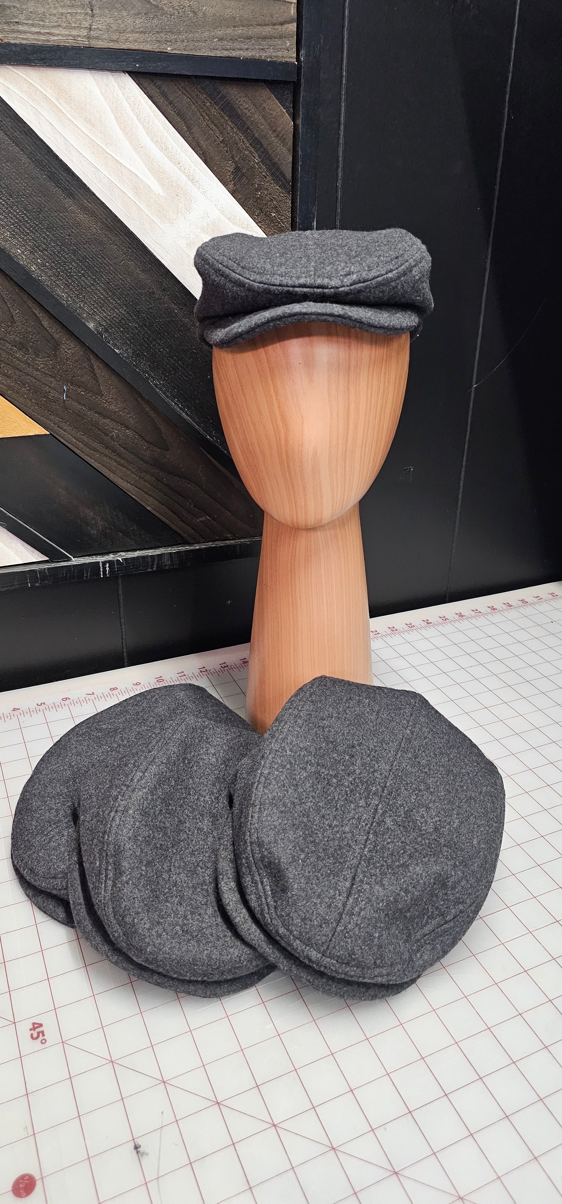 Gray Wool Blend Flat Cap