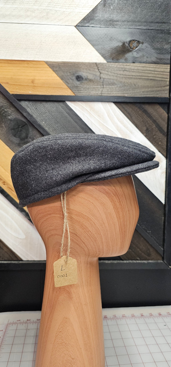 Gray Wool Blend Flat Cap