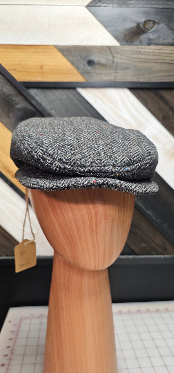 Black and Gray multicolor flecks flatcap