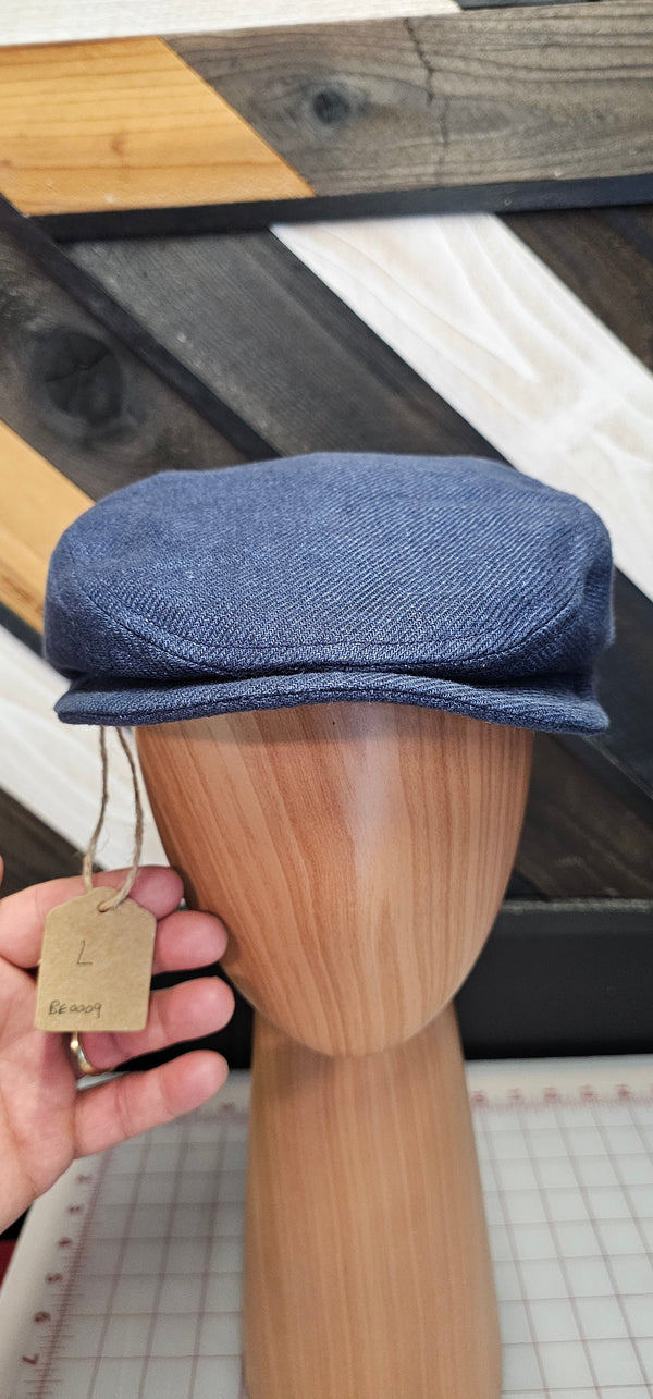 Blue Linen Flat Cap