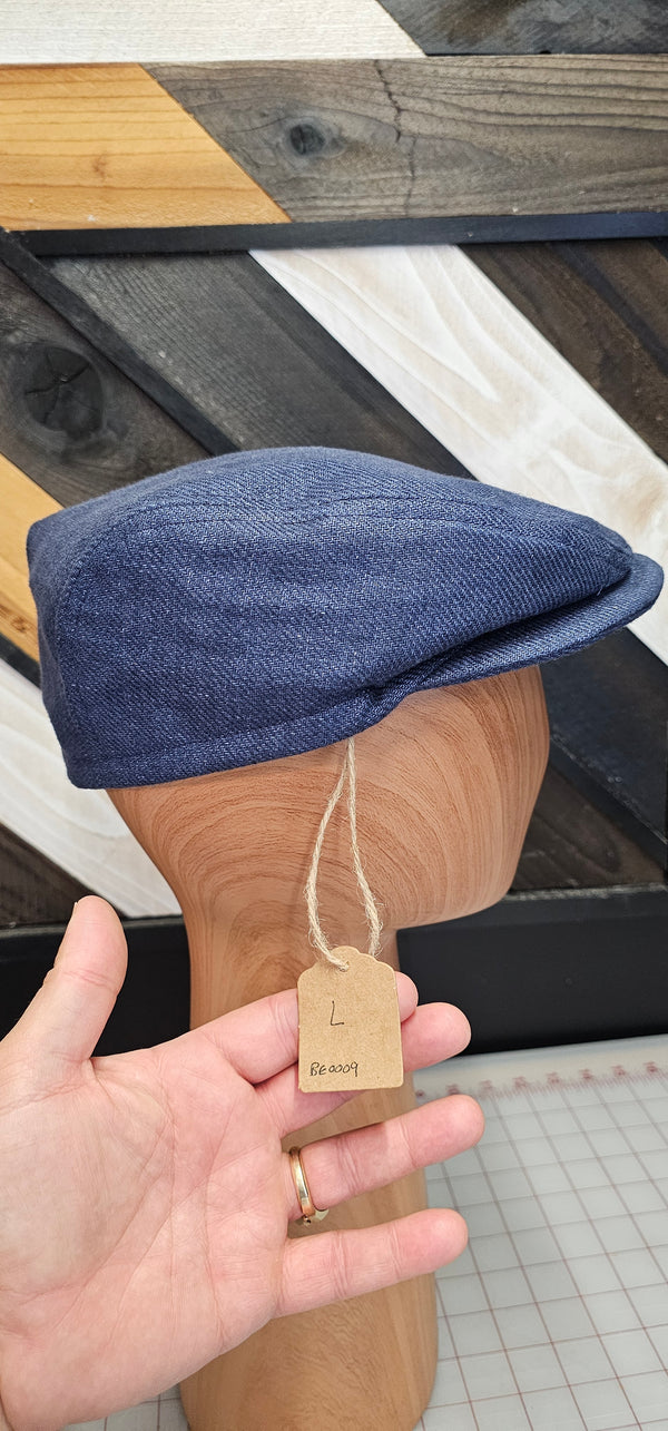 Blue Linen Flat Cap