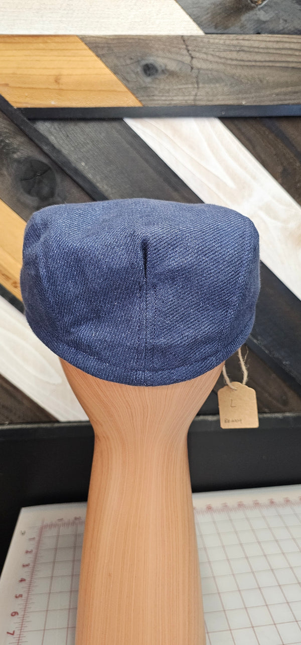 Blue Linen Flat Cap