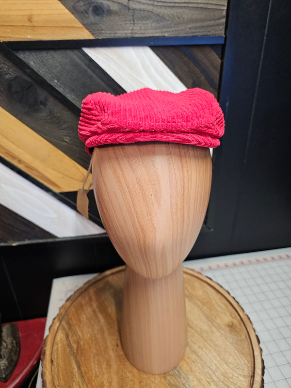 Red Corduroy Flat Cap