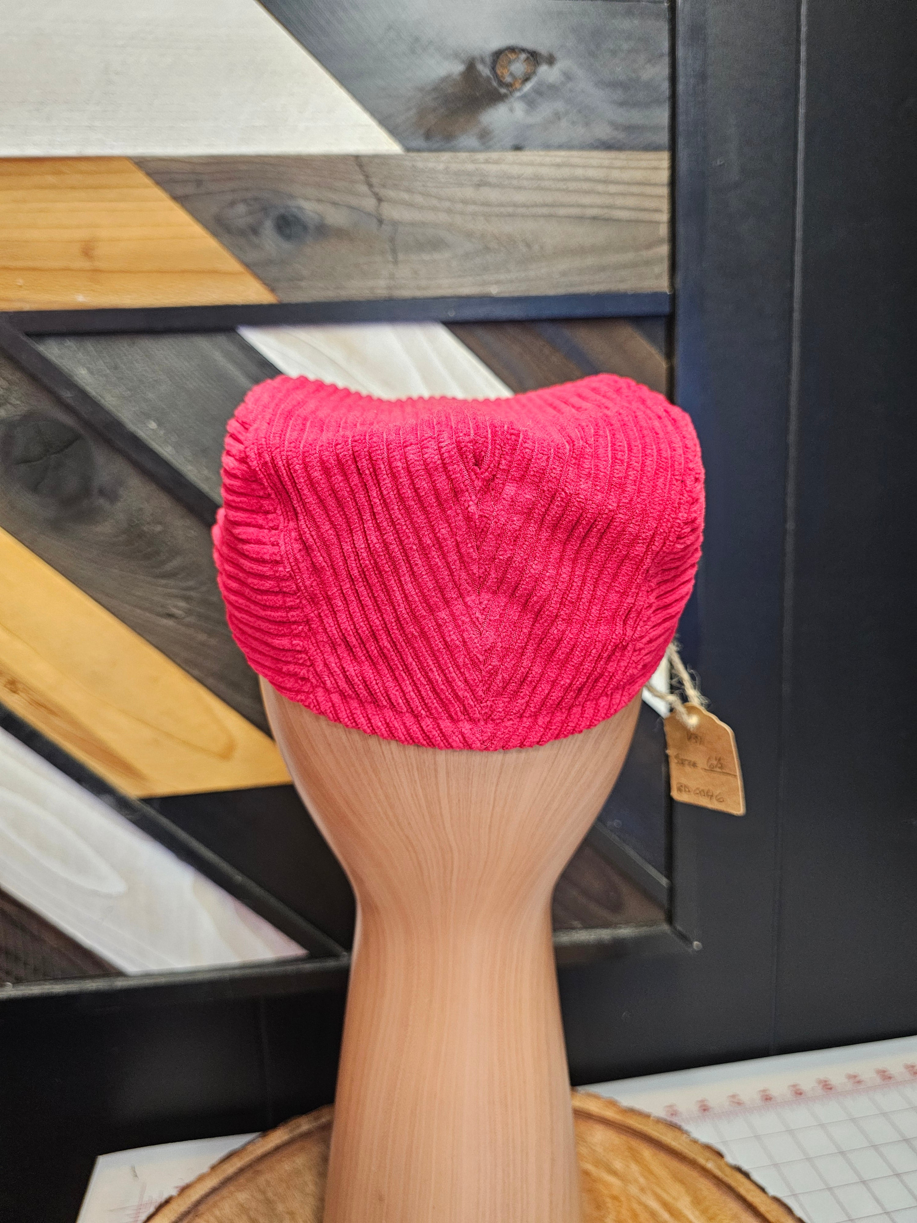 Red Corduroy Flat Cap