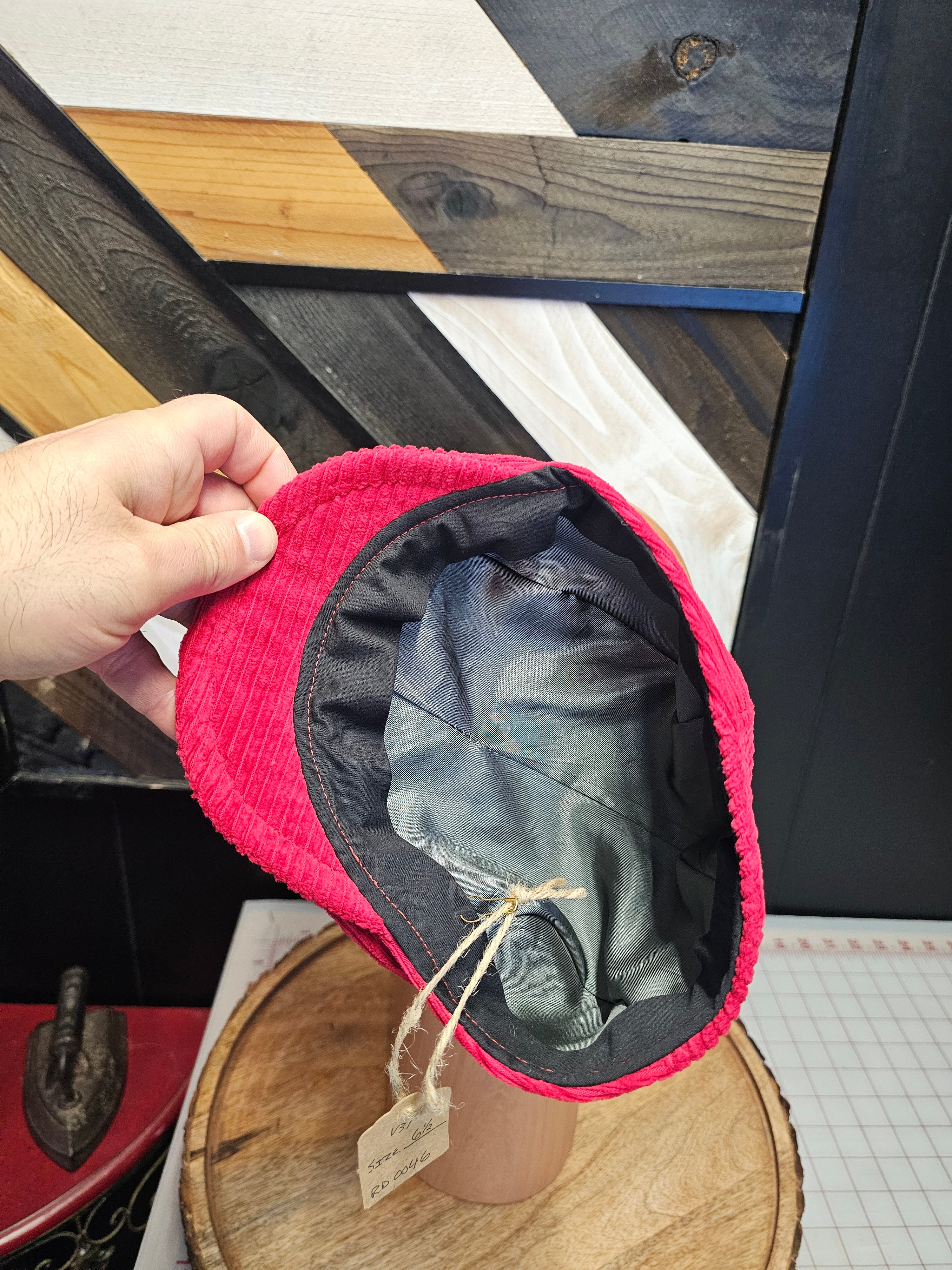 Red Corduroy Flat Cap