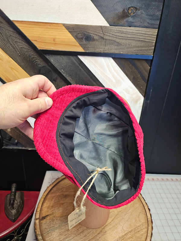 Red Corduroy Flat Cap