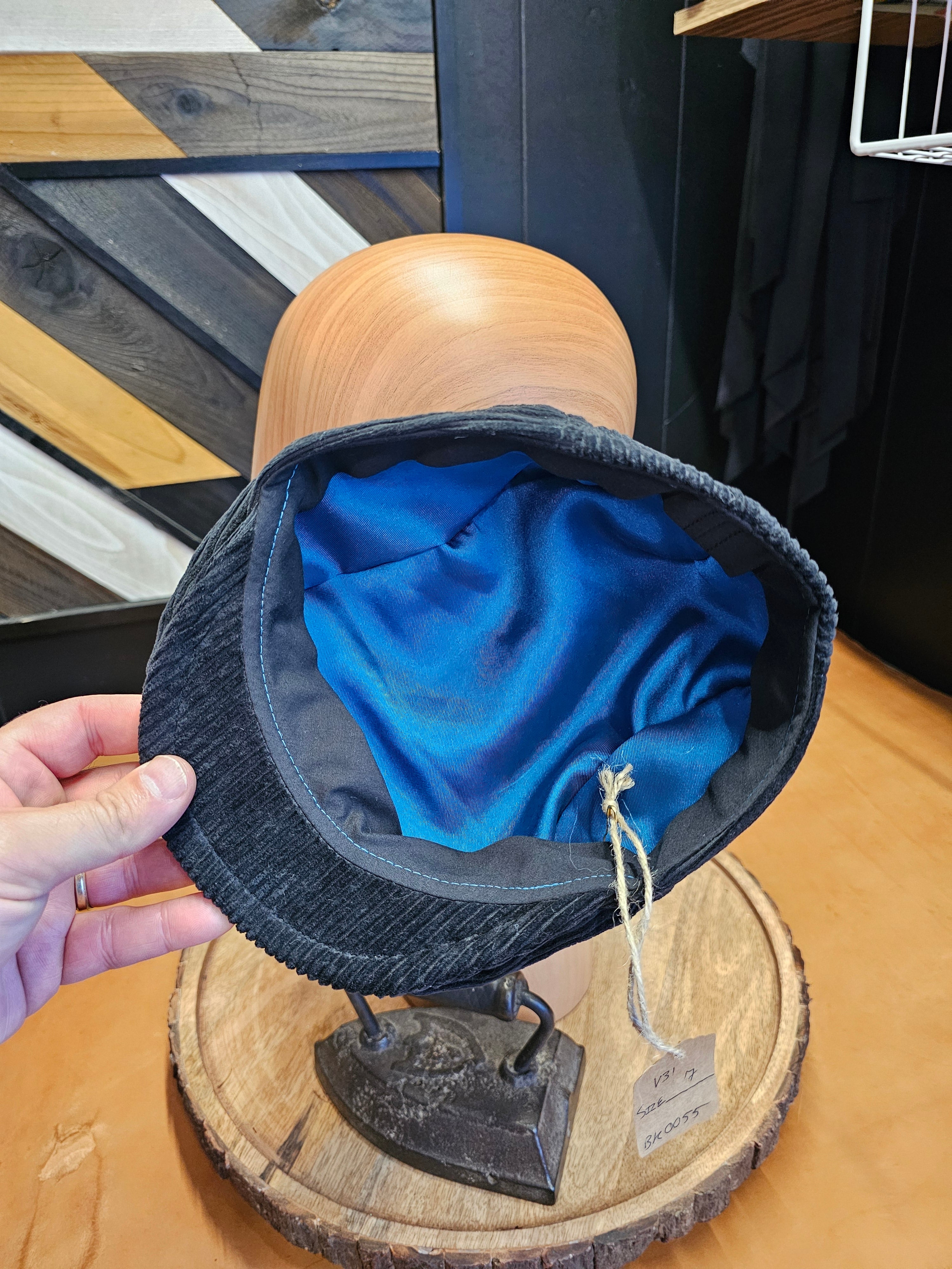 Black Corduroy Flat Cap