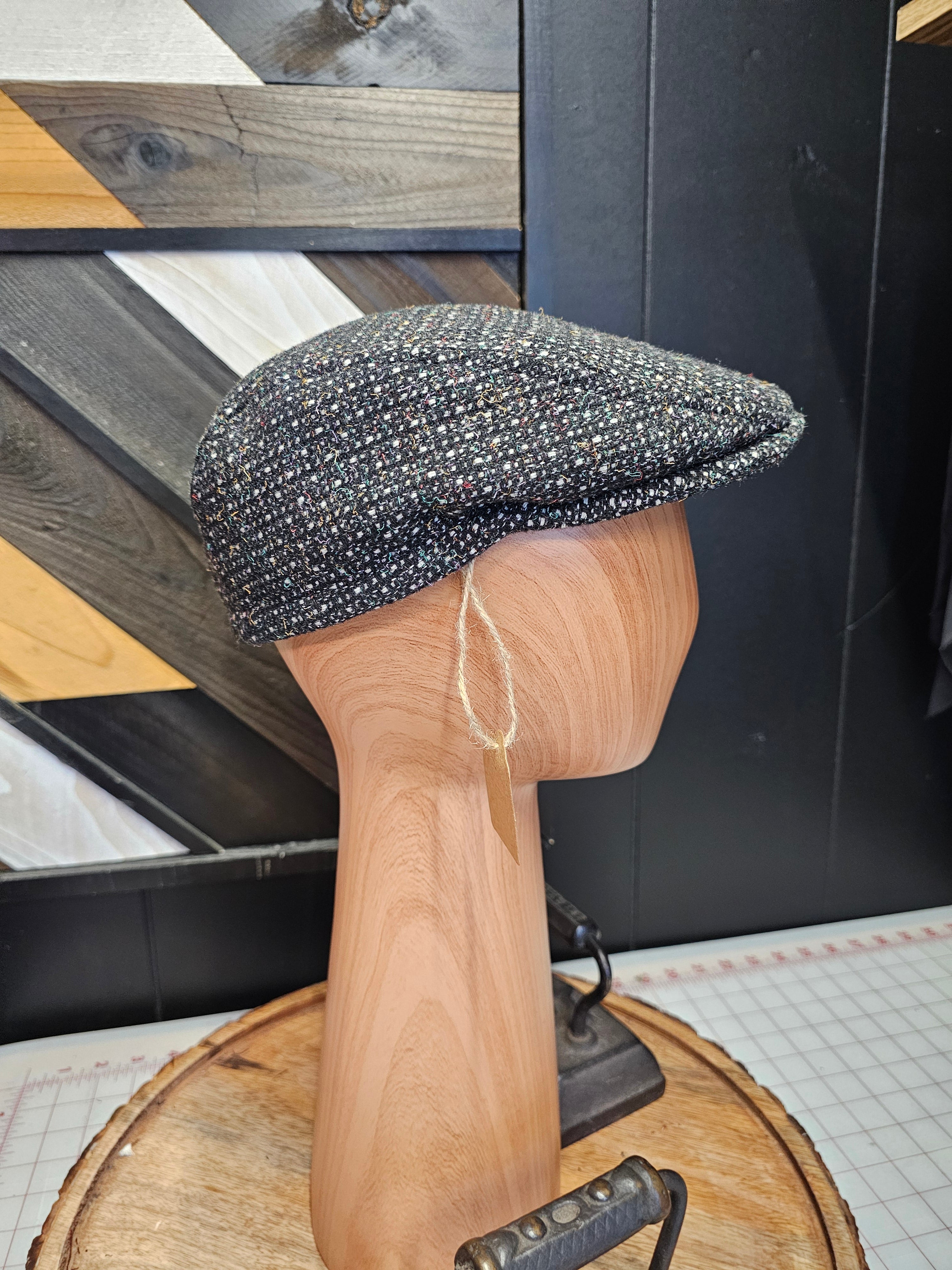 Black Multi-color Fleck Flat Cap- SOLD