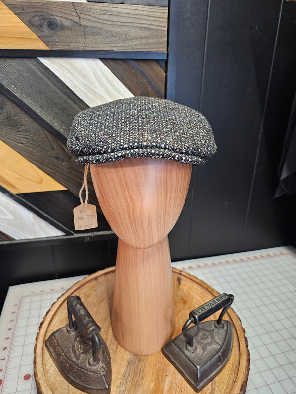 Black Multi-color Fleck Flat Cap- SOLD