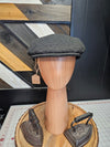 Black Carcoal Gray Wool Flat Cap