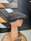 Black Carcoal Gray Wool Flat Cap