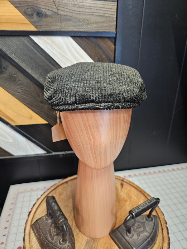 Black Corduroy Flat Cap
