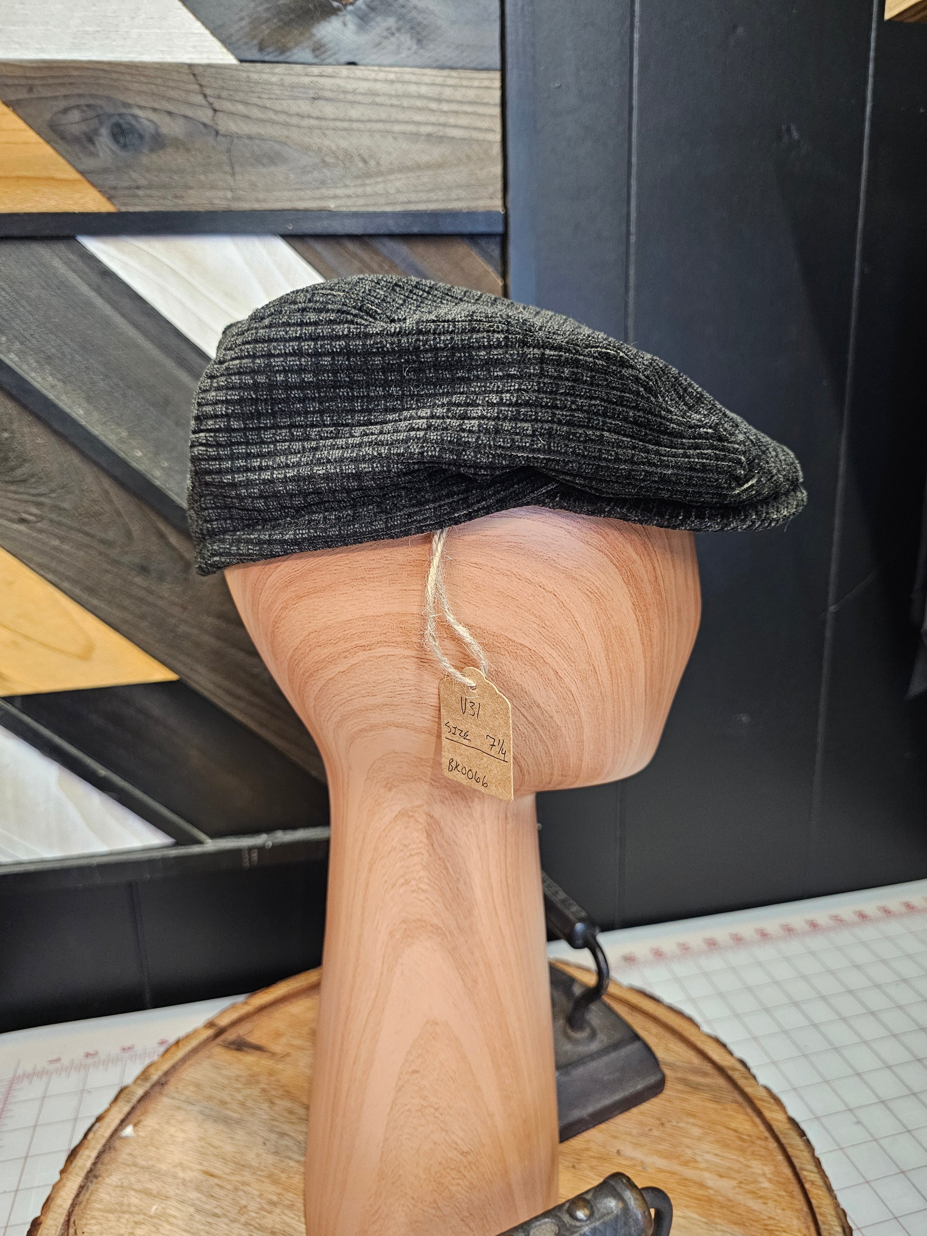 Black Corduroy Flat Cap