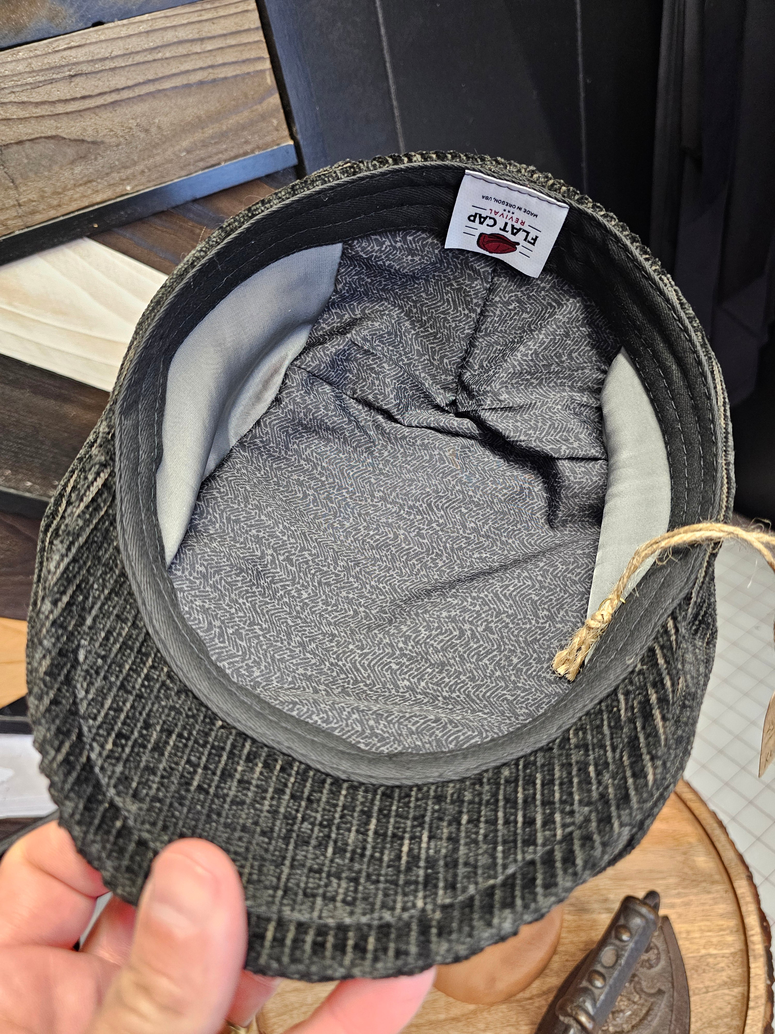 Black Corduroy Flat Cap