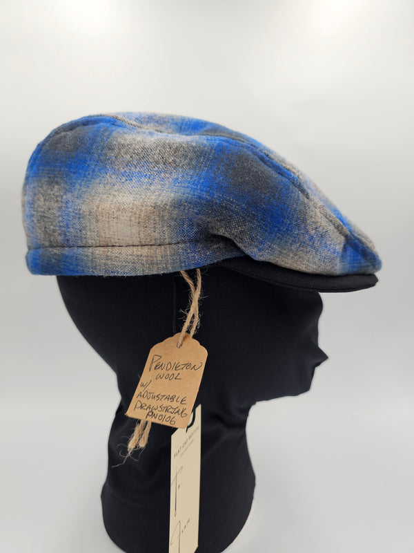 The Umpqua, Blue Shadow Plaid Wool Flat Cap